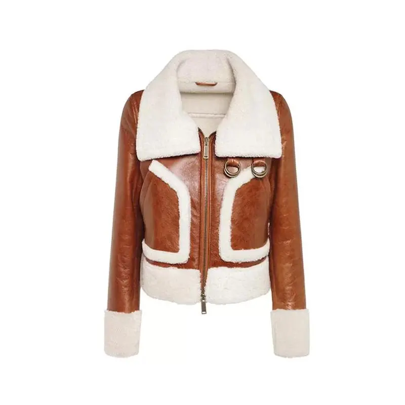 Women B3 Shearling Brown Leather Jacket