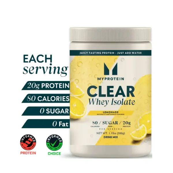 Myprotein Clear Whey Protein Isolate Powder, Lemonade,  Muscle Builder