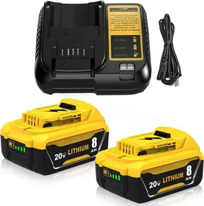 Reliable 2-Pack 8000mAh Replacement for Dewalt 20V Battery & DCB107 Charger | Perfect Fit, Full Protection