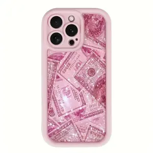 [Shockproof Case] Pink Shockproof Phone Case |       Made of TPU Material Featuring A Banknote Design,phone Case Suitable for Iphone 11/12/13/14/15/16/17 Pro Promax Plus Air and Samsung S22/S23/S24/S25 Plus Ultra Fe