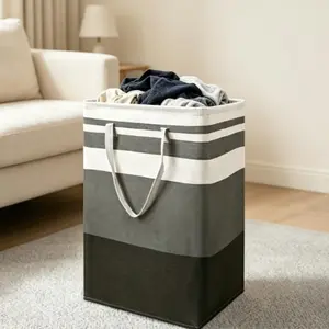 3 Pack Large Casual Eco-Friendly Laundry Baskets - Waterproof, Freestanding, Collapsible Hampers with Reinforced Handles, 75L Each, for Laundry Room, College Dorm