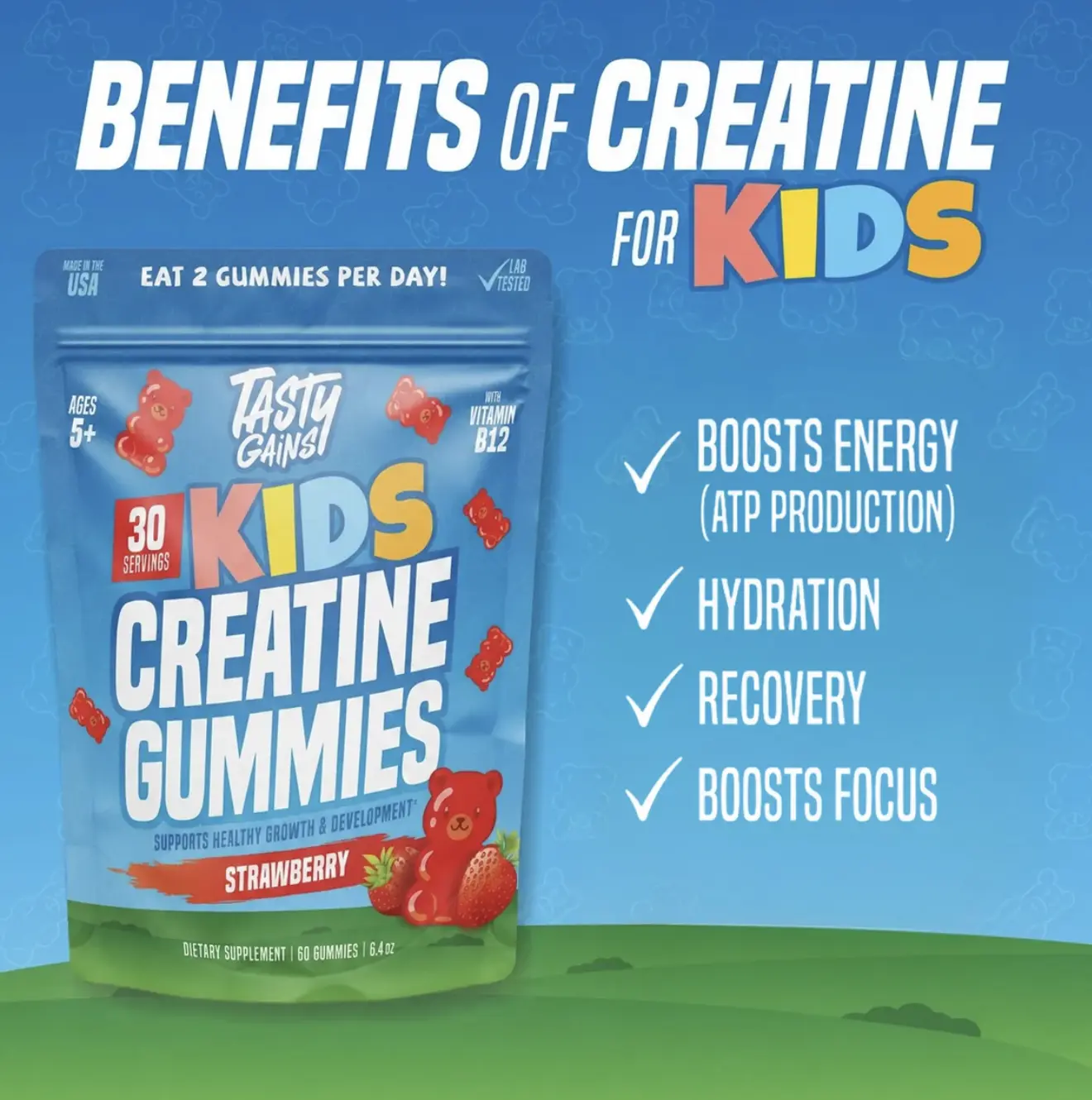 Tasty gains Kids Creatine Gummies