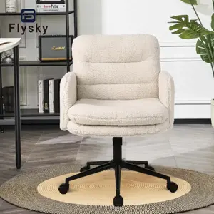 FlySky Ergonomic Office Chair - Modern Mid-Back Upholstered Swivel Desk Chair with Wheels, Adjustable Height Seating for Home Use,summervibes