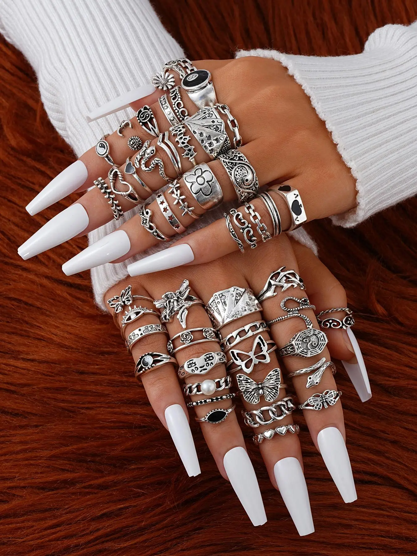 Vintage Punk Style Mixed Ring Set, Fashion Jewelry for Parties & Daily Wear, Trendy Versatile & Exquisite Jewelry, Ideal Birthday Gift