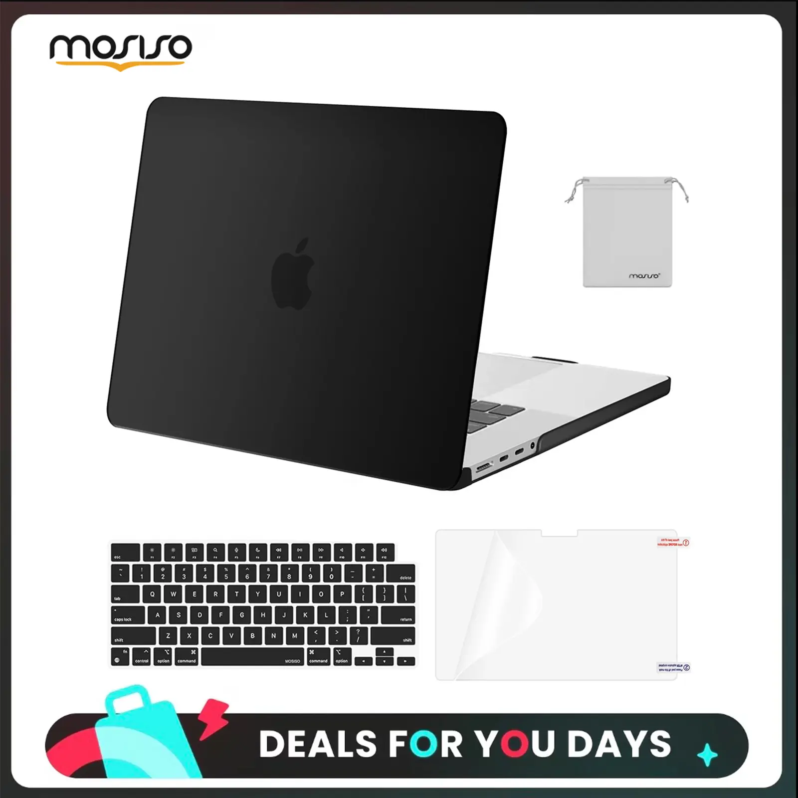 MOSISO Compatible with MacBook Pro 16 inch Case M5 2026 M4 2025 M3 M2 M1 2024-2021 A3429 A3428 A3403 A3186 A2991 A2780 A2485, Protective Hard Shell&Keyboard Cover&Screen Film&Pouch, Waterproof Dust Cover Solutions, School, Water Resistant, Office