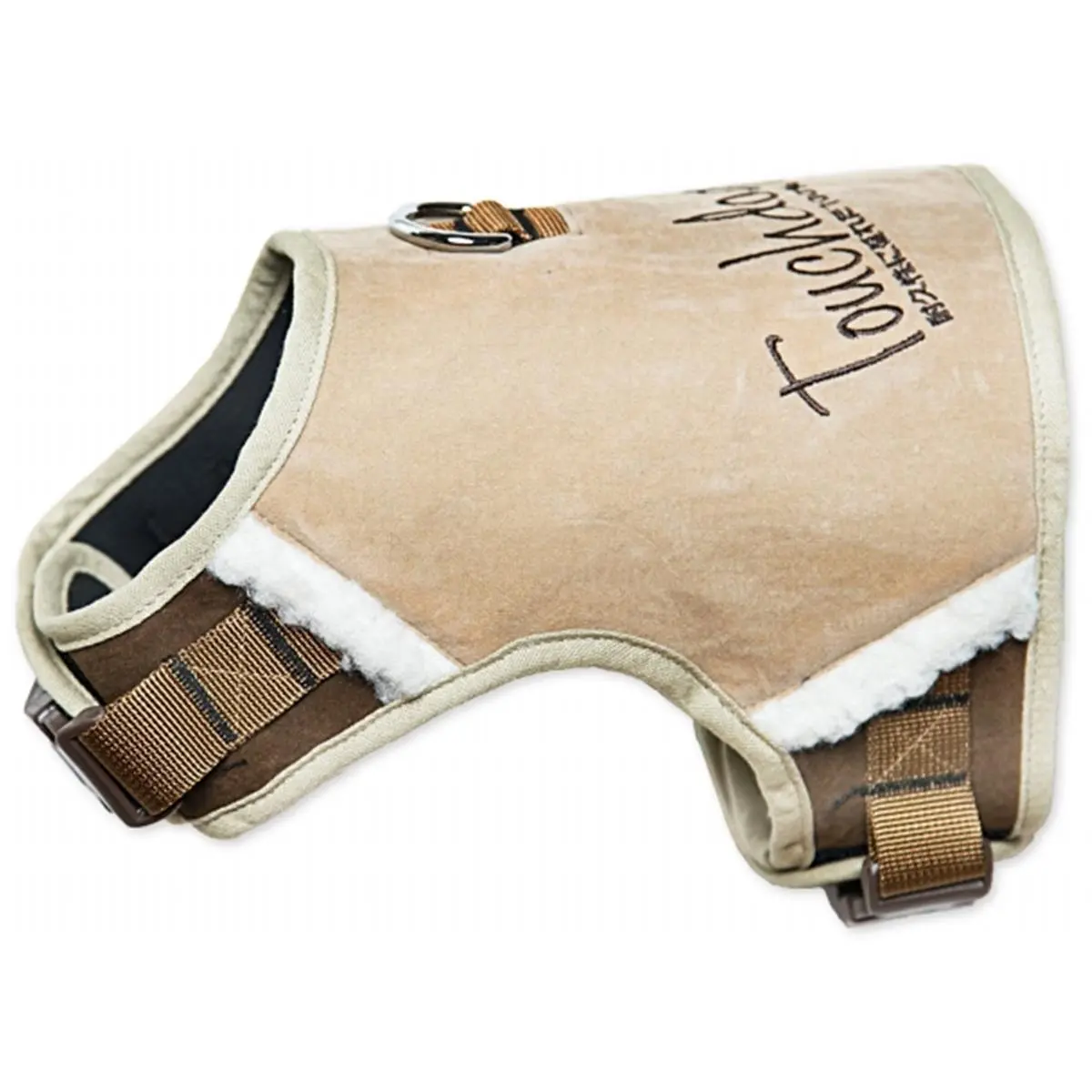 212 MAIN Fashionable Safety Walking Dog Harness - Polar Fleece, Adjustable Harness Straps, Tough Boutique Design, Brown, Medium, Safety Harness