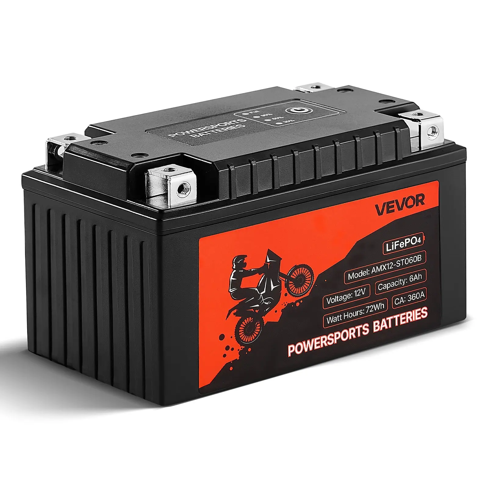 VEVOR Motorcycle Battery, 12 Volt 6Ah, LiFePO4 Lithium Pre-Charged Powersports Battery, Maintenance Free High Performance, Compatible with ATV, Motorcycle, Jet Skis, Scooter, UTV, and More