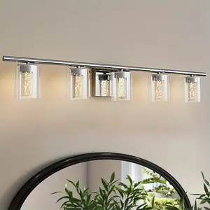 New Brushed Nickel Bathroom Vanity Light Modern Crystal Dimmable Indoor lighting