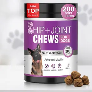 Glucosamine, Chondroitin & MSM 3-in-1 Dog Joint Chews Supports Hip, Joint Health & Mobility in 200 Delicious Chicken Treats for All Breed Sizes