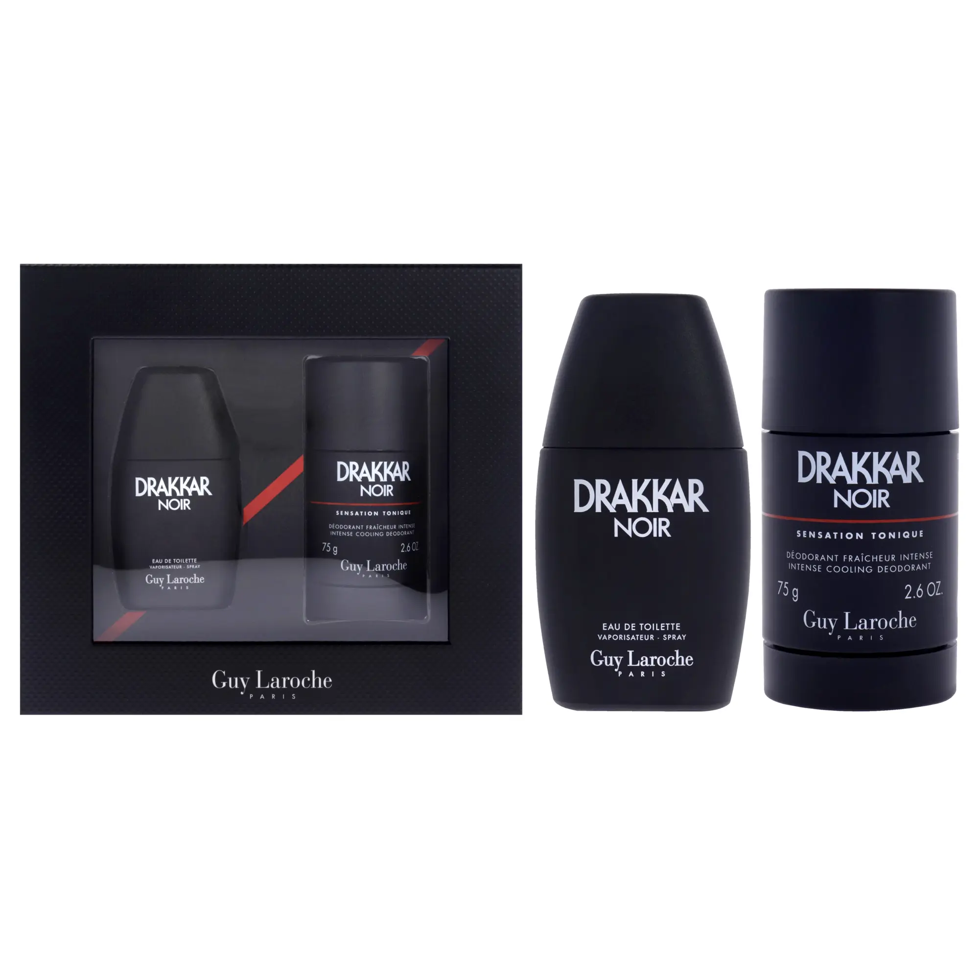 Guy Laroche Drakkar Noir Classic Men's Cologne and Deodorant Gift Set - 2-Pc Bodydeodorant Pack with 1oz EDT Spray, 2.6oz Stickdeodorant