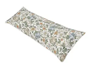 Sweet Jojo Designs Vintage Floral Blue Yellow Body Pillow Case Cover (Pillow Not Included) - Slate Green Gold Orange Taupe Beige White Shabby Chic Rose Flower Boho Bohemian Farmhouse Roses Wildflower