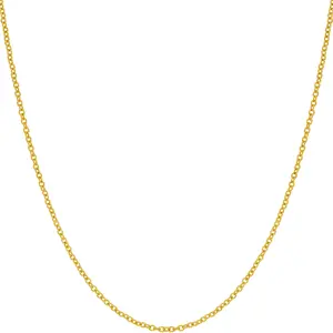 LIFETIME JEWELRY 1.2mm Cable Link Chain Necklace for Women and Men 24k Gold Plated (14 inches)