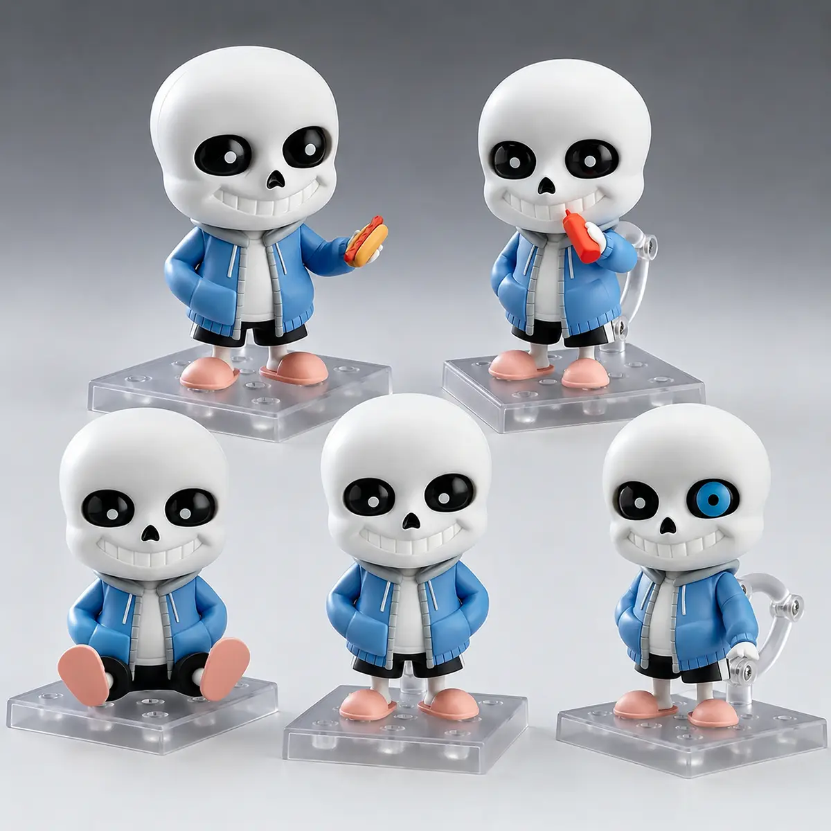 1826# Sans Inspired Figure, Undertale Skeleton Character Collectible Toy, Cute Blue Jacket Game Figure, Chibi Action Figure for Fans, Room Display, Birthday Gift