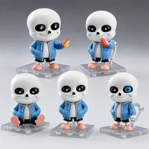 1826# Sans Inspired Figure, Undertale Skeleton Character Collectible Toy, Cute Blue Jacket Game Figure, Chibi Action Figure for Fans, Room Display, Birthday Gift