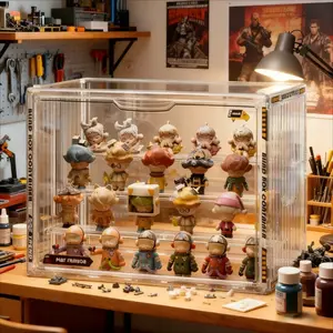 4-Tier Clear Acrylic Display Case, ldeal for Action figures, Dolls, Toys & Collectibles, Cute Collectible Figurines - Large Capacity Stackable Display Cabinet,Magnetic Door, Dustproof Storage & Organizer Box, Tool-Free Easy Assembly