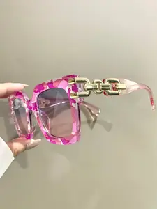 Trendy Patchwork Colorful Glasses, Fashionable Square Eyewear for Men and Women, Hollow Metal Hinges, Summer Trendy Sunglasses, Trendy Square Sunglasses