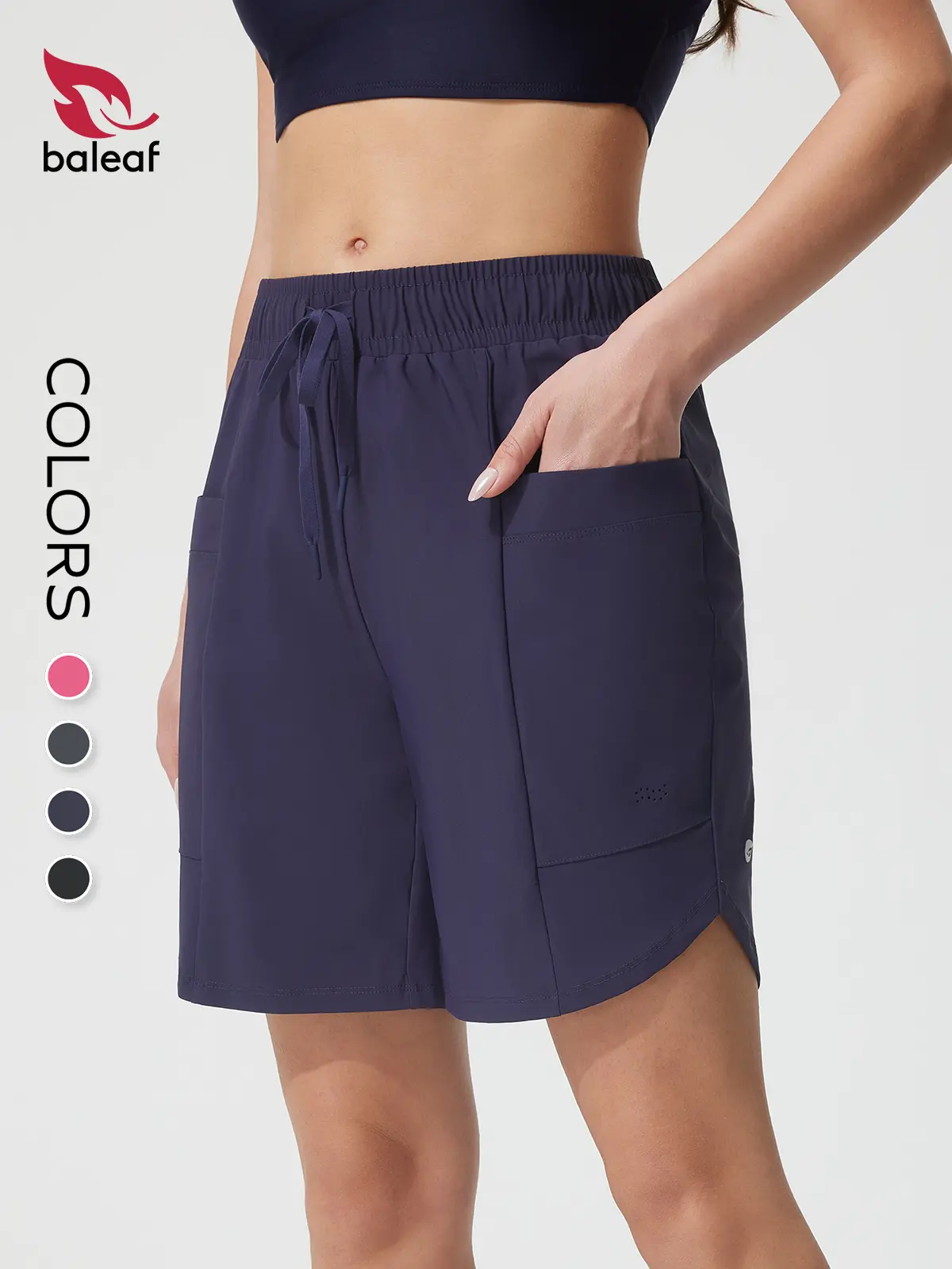 BALEAF Women's 7'' Long Board Shorts High Waisted Swim Shorts Modest Tankini Beach Swimsuits with Liner and Pockets Quick Dry UPF 50+ Sun Protection Water Resistant Active Athletic Shorts Lightweight Casual for Swimming Travel Multi-Purpose
