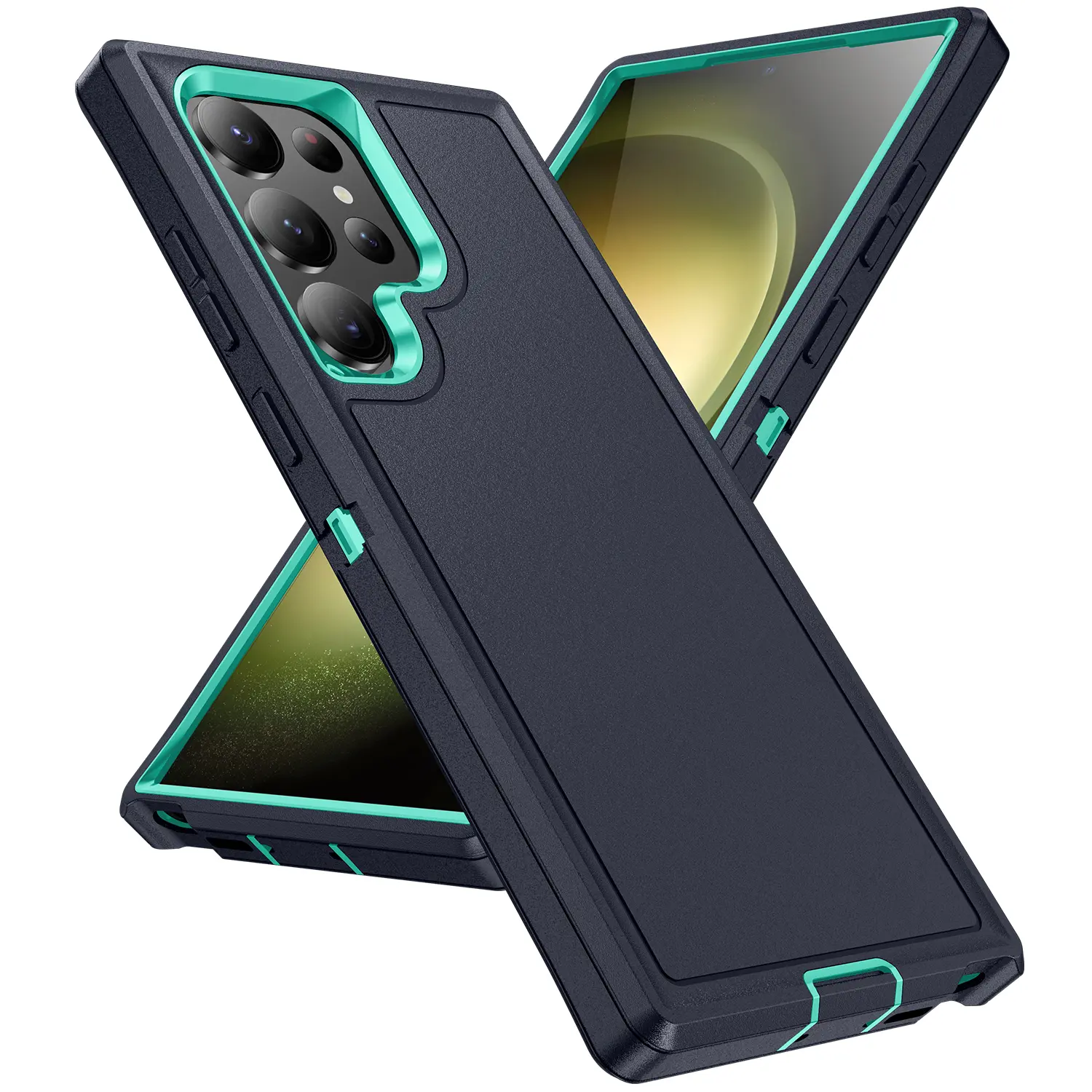 Heavy-Duty 2-in-1 Solid Durable Plastic Phone Case for Samsung Galaxy S26, S25, S24 Plus, S22 Ultra, S23 FE 5G - Anti-Drop, Shockproof Back Protector - Multi-Model Mobile Accessories, Phones