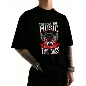 Cotton Hear the Music Feel the Bass Player Bassist Guitarist Gift T-Shirt
