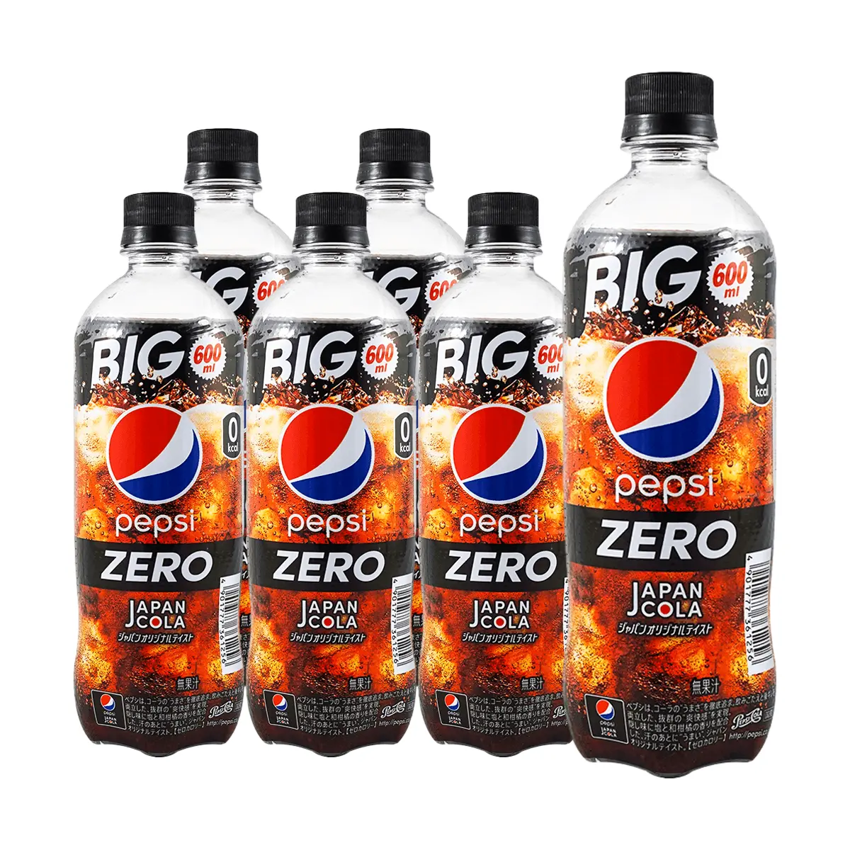 Suntory Pepsi Zero Sugar 600ml x 6 Pack - Zero Calorie, Zero Fat, Zero Sugar Japanese Cola Drink