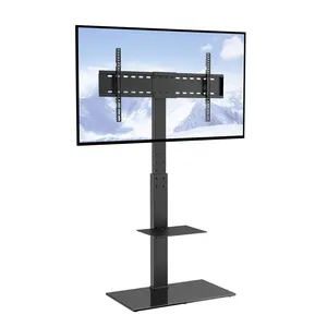 VEVOR TV Stand Mount, TikTokShopBlackFriday, Swivel Tall TV Stand for 32 to 85 inch TVs, Height Adjustable Portable Floor TV Stand with Tempered Glass Base for Bedroom, Living Room