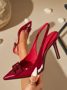 Women's Fashionable Solid Color Stiletto Heels, Elegant Pointed Toe Slingback Heels, Elegant Versatile Shoes for Daily, Party Wear