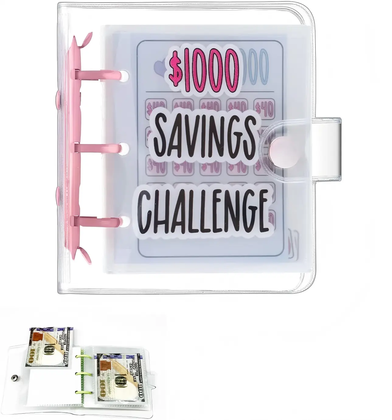 Mini Money Saving Envelope Challenge, $1000Savings Challenge Binder Mini Budget Binder with Cash Envelopes Reusable Budget Book with Cash Envelopes Envelope Savings Challenge