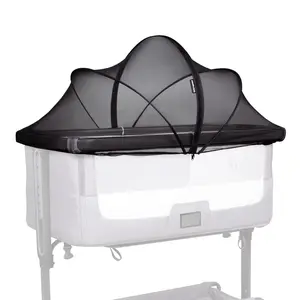 Bassinet Cover Mosquito Net for Bassinet with 2-Way-Zipper Tent Cover for Bedside Sleeper/Travel  (Black)