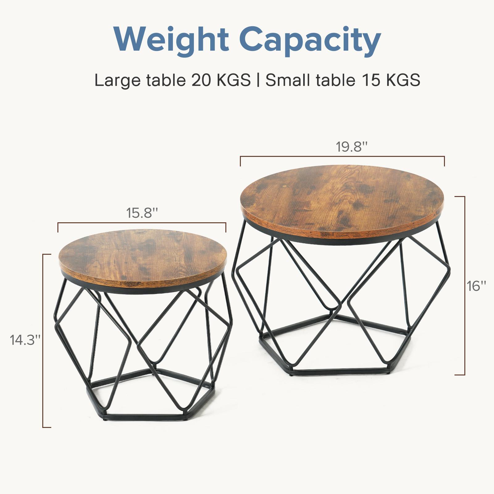 Small Coffee Table Set of 2, Round Coffee End Table with Metal Frame, Glass Tabletop, Gold Side Table for Living Room, Bedroom and Balcony, Modern Style  Modern geometric style coffee table set (2-piece), round stackable side table with hidden