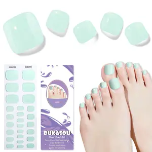 DUKASOU Semi Cured Gel Toe Nail Strips,26 Pcs Toenail Stickers Full Nail Wraps,Long Lasting UV Nail Stickers,Easy to Apply