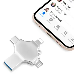 4-in-1 Flash Drive for iPhone & Type-C & Android & PC, USB 3.0 External Drive, iPhone Thumb Drive Photo Stick, USB 3.0 Memory Stick Pendrive, 64GB 128GB 256GB 512GB 1TB Portable Backup Storage, Christmas Gift for Boyfriend & Husband & Wife