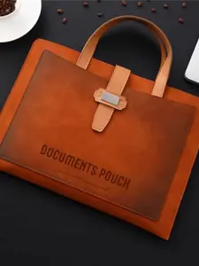 A4 PU Leather Filing Folder with Handle, Large Capacity Document Storage Bag, Stylish Business Organizer for Office Use
