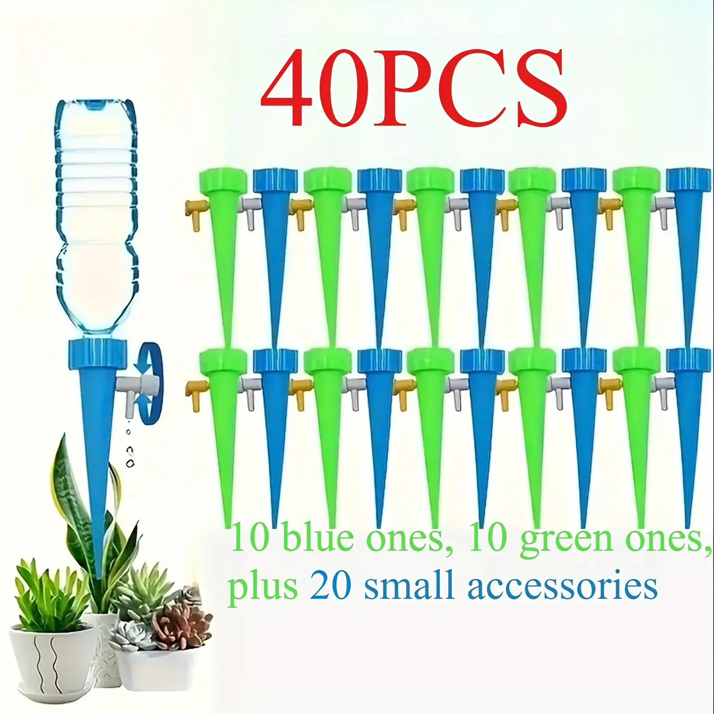 40PCS Automatic Plant Watering Drip System, Adjustable Irrigation Kit for Indoor Potted Plants & Greenhouses, Vacation Care, Easy Install, Water-Saving Design for Bottles or Containers