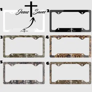 Jesus Save Camouflage License Plate Frame, Car Exterior Accessories, Available In 6 Colors, Gift For Him , Gift For Her