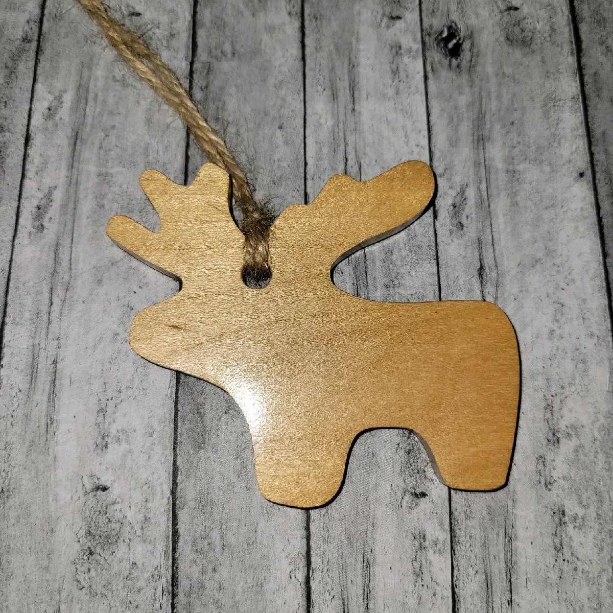 Wooden Moose Christmas Ornament - Handmade, Clear Gloss Finish, Indoor Use Only