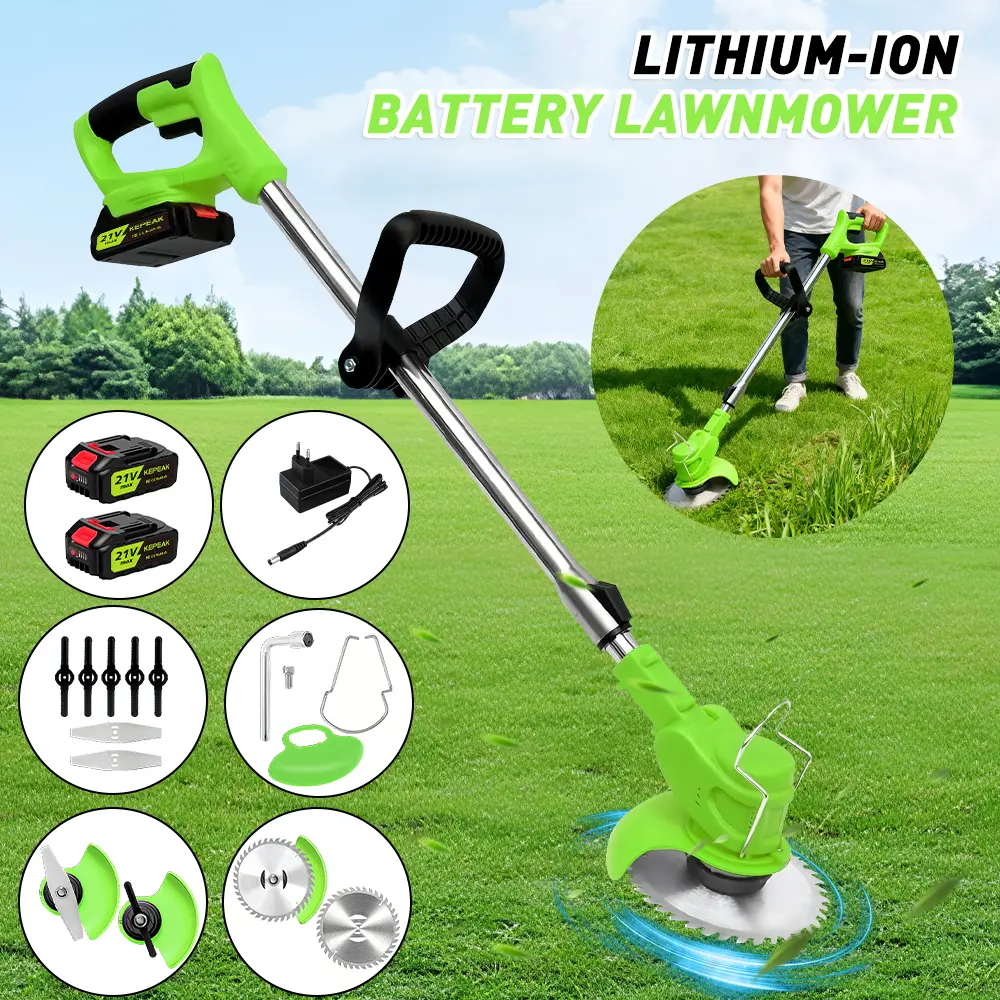 3-in-1 Cordless Weed Trimmer with 2 Batteries | Stringless Grass Edger & Brush Cutter | Lightweight Electric Lawn Tool for Yard & Garden