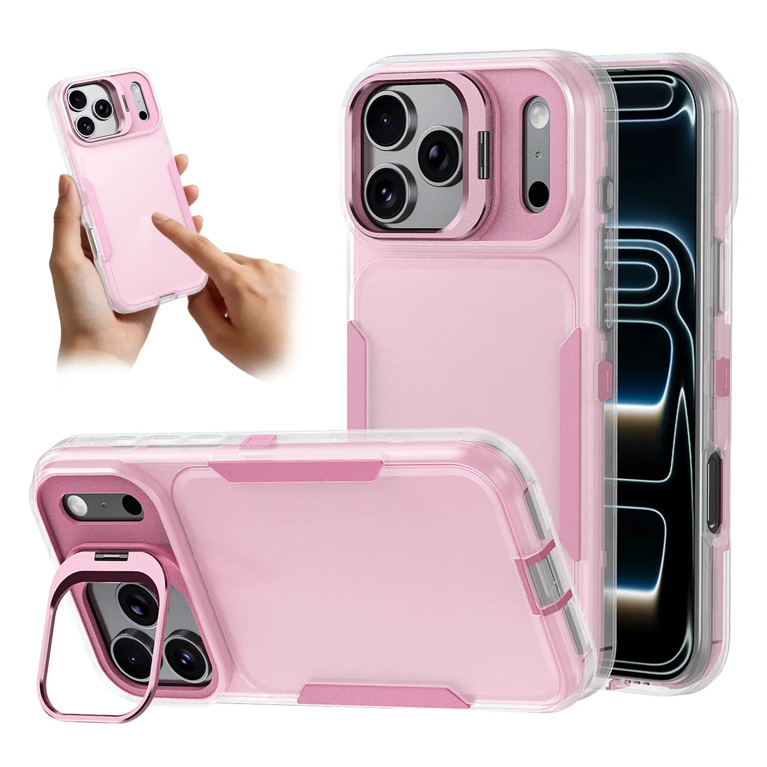 Case for iPhone 17 Pro Max 16 15 14 13 12 11 with Camera Kickstand, Military - Grade Shockproof Protective Case, Rugged Full Body Protective Cover, Anti-Drop Protection Cover