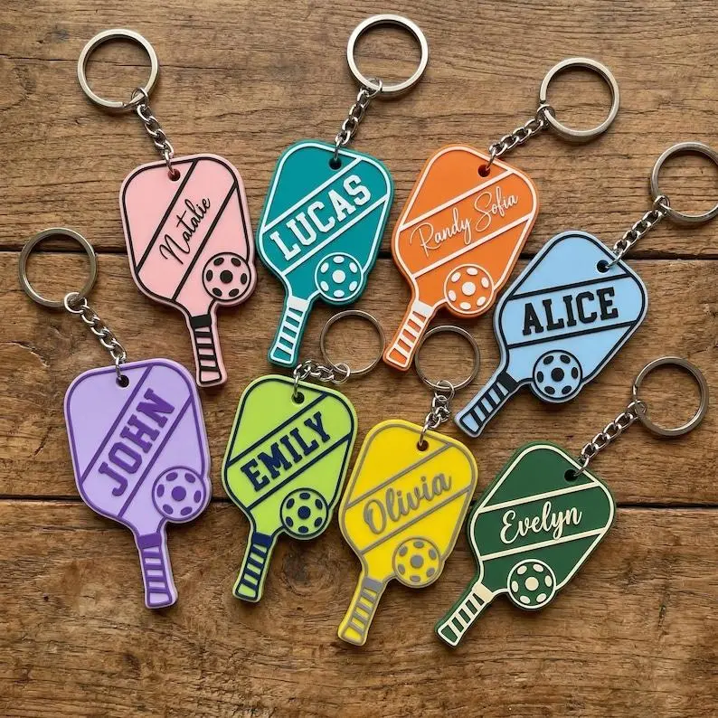 Custom Name Pickleball Keychain, Paddle Shape, Personalized Sports Gift for Players