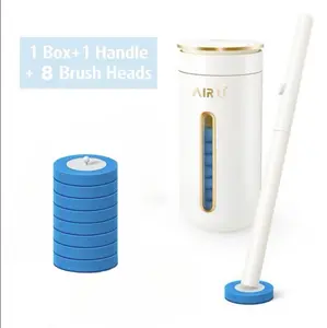 Wall-mounted Disposable Toilet Brush Cleaner with8PCS Brush Head, Bathroom Long Handle CleaningBrush Toilet Accessories, No-rinse Replaceable ToiletBrush Head