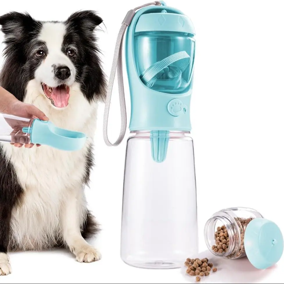 Portable Pet Water Bottle, Pet Water Dispenser with Food Container, Outdoor Feeder, Pet Drinking Cup for Outdoor Travel, Dog & Cat Accessories