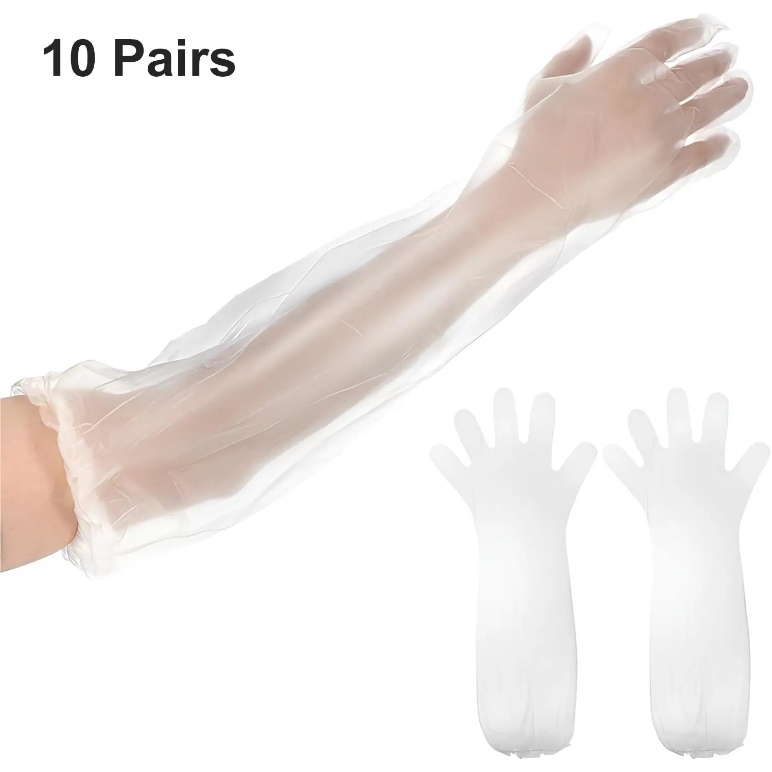 10 Pairs Long-Handle Work-Safe Full Finger Cleaning Gloves, 23.6 in Waterproof Durable Multifunctional Reusable Disposable-Alternative Cleaning Supplies for Kitchen Dishwashing, Household Tasks