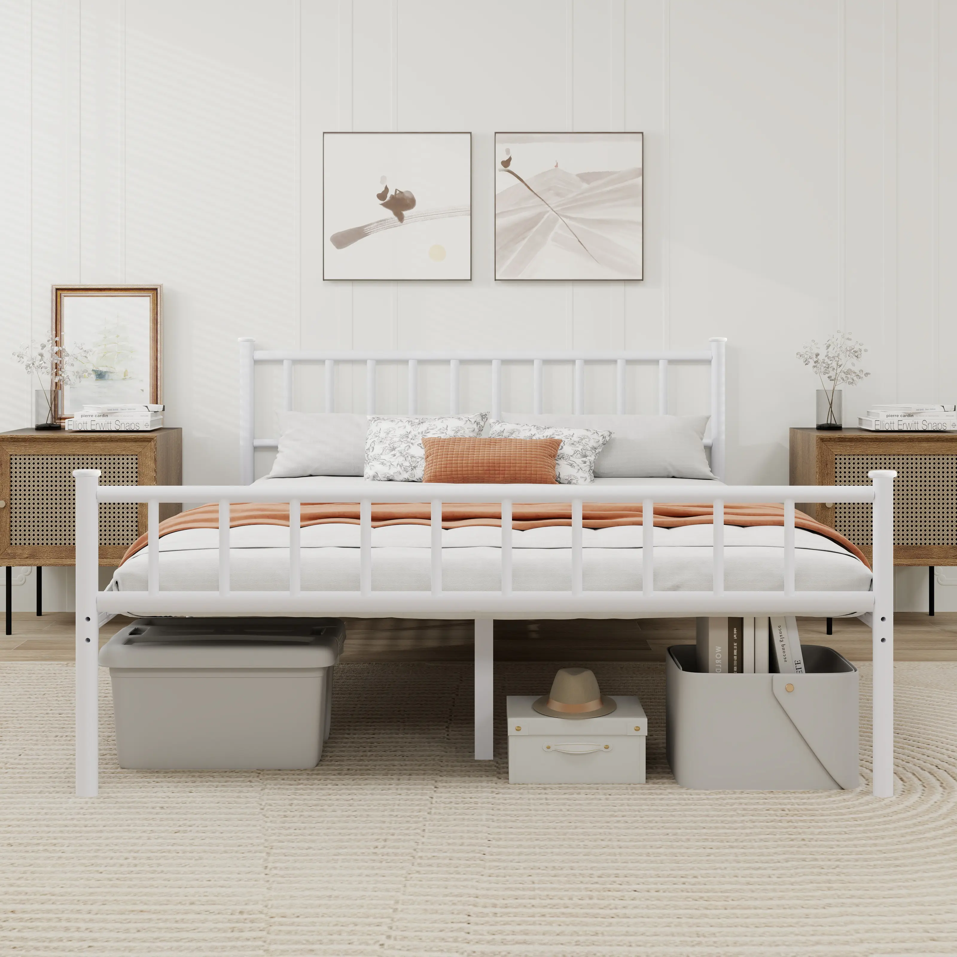 Twin Size Heavy-Duty Metal Bed Frame with Headboard and Base, Durable Steel Slat Support, No Box Spring Needed, Easy Setup, Sturdy Indoor Bedroom Furniture