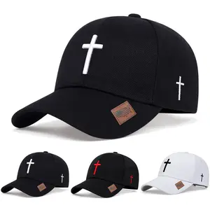 Unisex Cross Embroidered Baseball Cap Outdoor Adjustable Sunscreen Leisure Hat Spring Autumn Travel Tourism Beach Vacation
