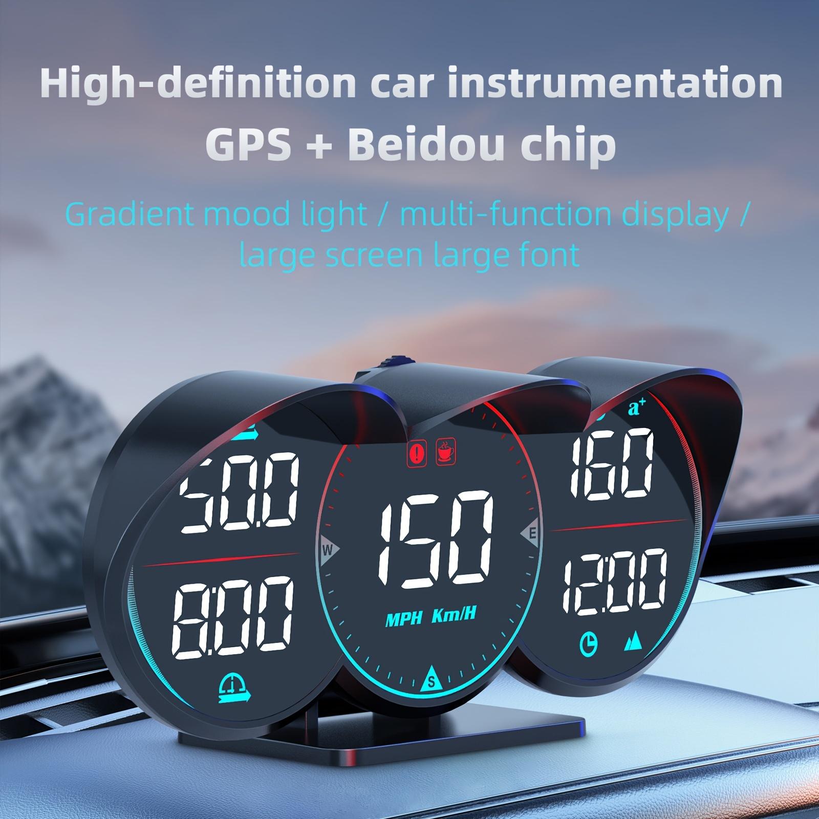 Universal Car HUD Smart Digital Gauge | OBD2+GPS Windshield Projector Speedometer | Dashboard Speed Warning Display | Portable Modification Tool for All Cars Adjustable Power Supply Adapter carplay adapter Tactical Compact Real-Time GPS Radar Detector