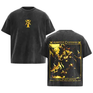 Warhammer 40K "ADEPTUS CUSTODES" Vintage Washed Tee Retro Oversized T-Shirts Inspired by Iconic Factions and Heroes, Premium Heavy Cotton, Perfect for Wargame Fans, Sci-Fi Lovers