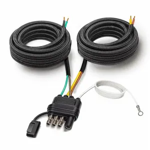 4 Pin 5 Wire Trailer Wiring Harness, 22FT Trailer Wiring Harness Kit, Boat Trailer Wiring Harness, 5 Wire 4 Pin Flat Trailer Connector, for Connection of Tail Lights, Brake Lights and Turn Signals