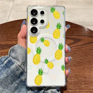 Transparent Acrylic Phone Case with a Pineapple Stars Summer Fun Design, Featuring Magnetic Anti-Drop Protection for Samsung Galaxy A05s A06 A07 A14 A15 A16 A17 A23 A24 A25 A26 A34 A35 A36 A37 A54 A55 A56 A57 S10E S20 S21 S22 S23 S24 S25 S26 Fe Plus Ultra