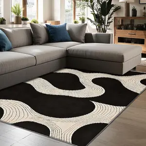 Abstract Curve Pattern Rug, 1 Count Non-slip Soft Floor Mat, Decorative Carpet for Home Living Room Bedroom Hotel Dormitory