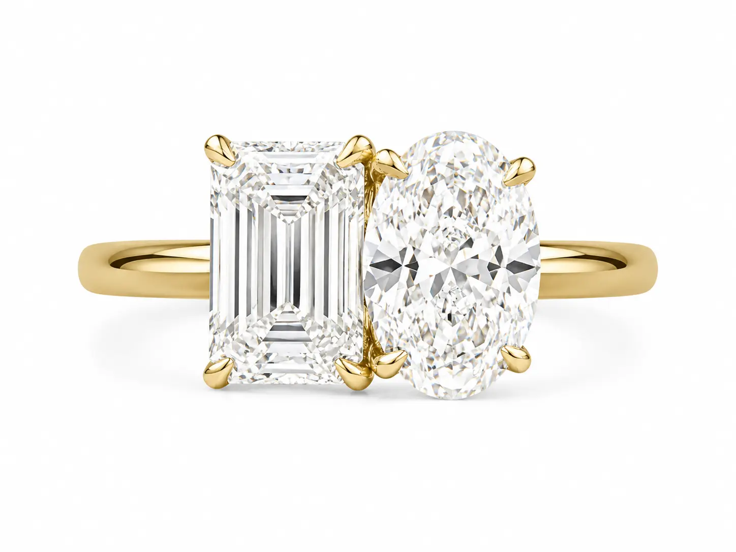 The Deux Emerald Oval — Toi et Moi Diamond Ring, Engagement Ring, Diamond Set, Igi Certified, Oval Shape, Lab Created, Female, Extraordinary Love, Nivra Fine Jewelry