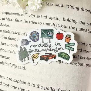 Mentally in Forks Washington Symbols 2 inch Matte Sticker Graphic Decal Handmade Crafts